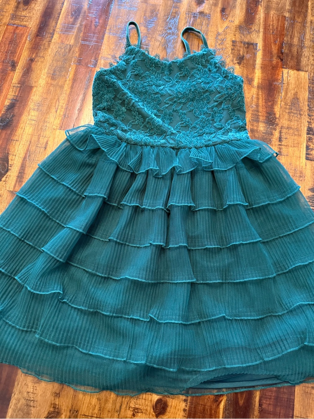 🍒 Emerald green Girl's tank top dress sz M (8) Cat & Jack. adjustable straps